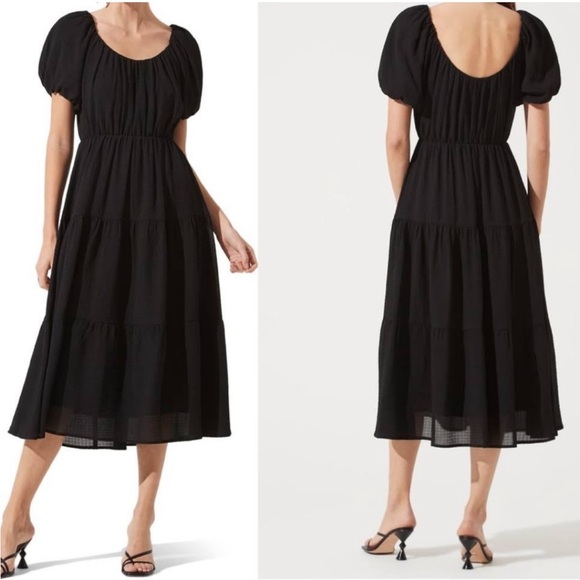 Astr The Label black puff sleeve midi dress - Picture 3 of 3